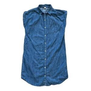 Old Navy Denim Short Sleeve Button Down Collared Shirt Dress, Medium Wash, S